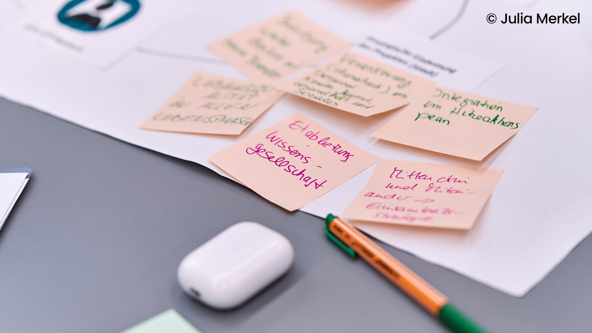 Notizzettel mit Ideen aus einem Workshop zur regionalen Zukunftsgestaltung